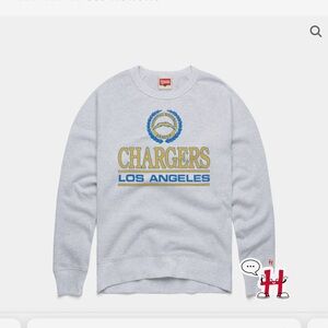 HOMAGE Los Angeles Chargers Crewneck Sweater - Light Gray
